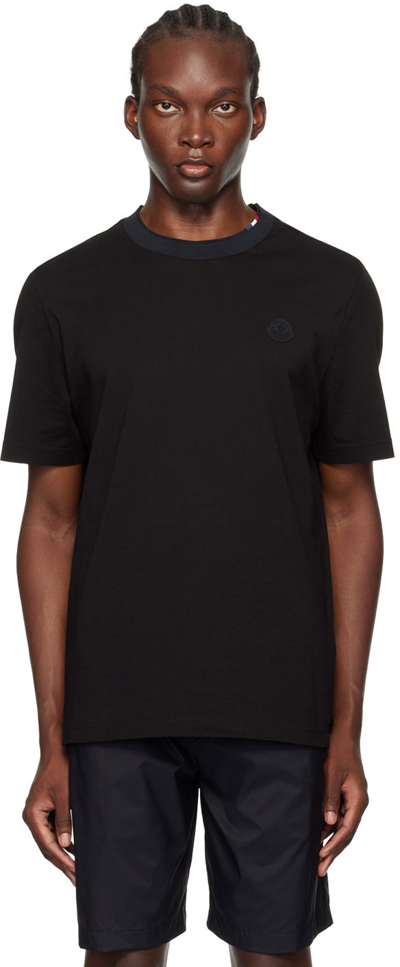 T-shirt Moncler Black Logo Patch T-Shirt Sort | J20918C00027829H8