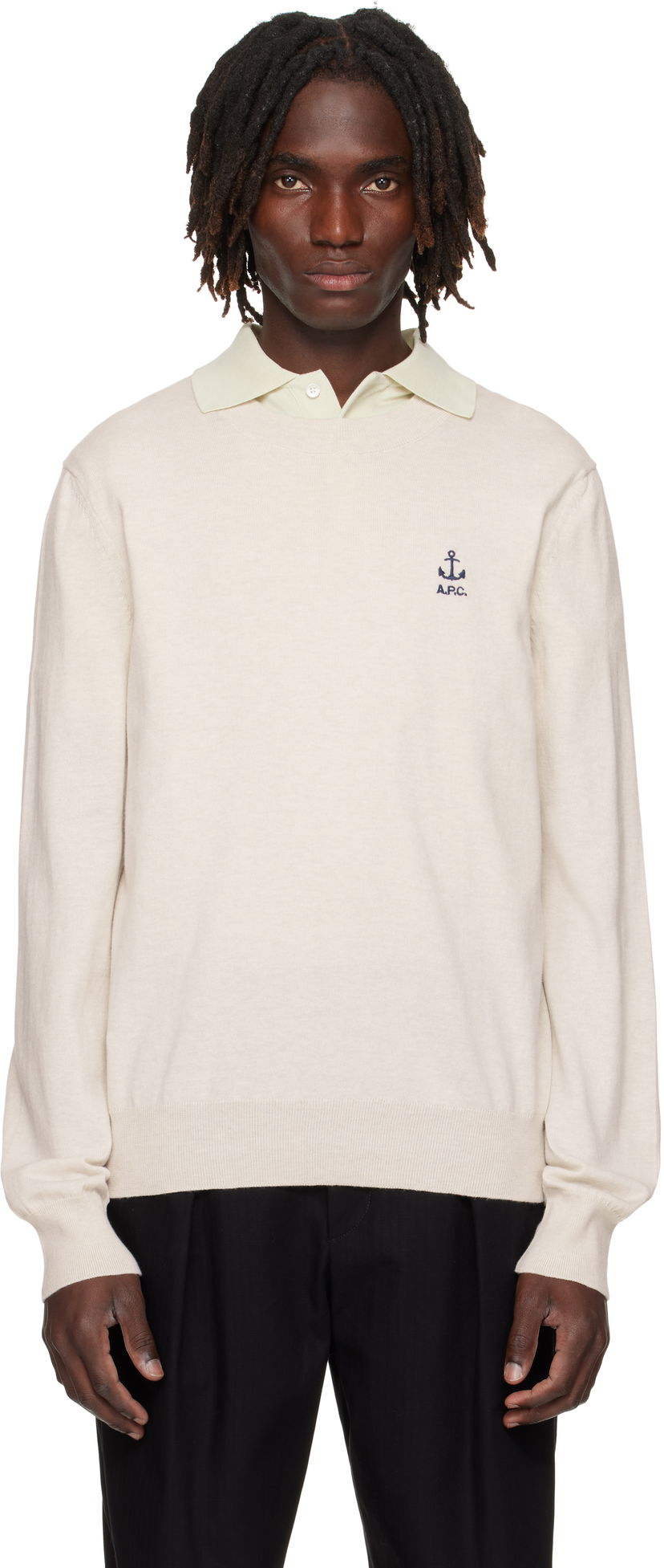 Sweater A.P.C. A.P.C. Gabin Anchor Logo Knit Sweater Beige | COGDK-H23412