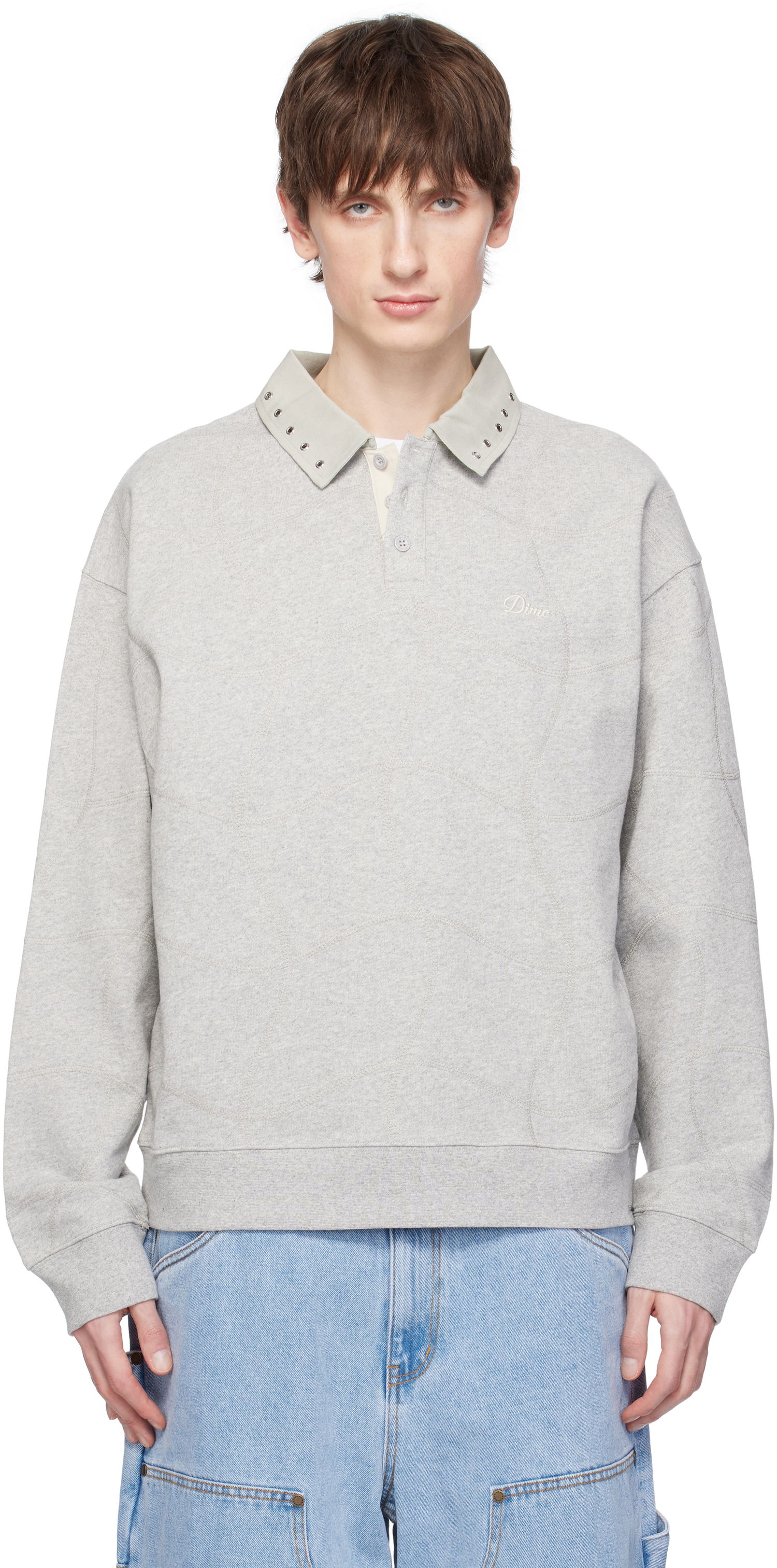 Sweatshirt Dime Dime Wave Rugby Polo Grå | DIMESP254GRY, 0