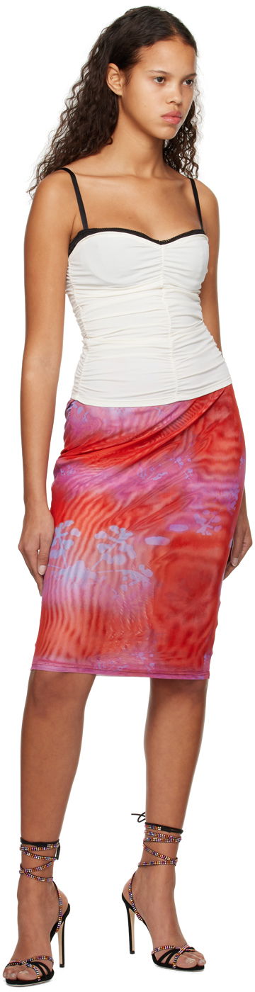 Nederdel Miaou Miaou Verona Printed Mesh Midi Skirt Rød | 4027PM2RGM, 3
