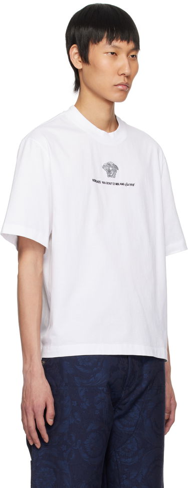 T-shirt Versace Versace Embroidered Medusa Milano T-Shirt Hvid | 1015738_1A11054, 1