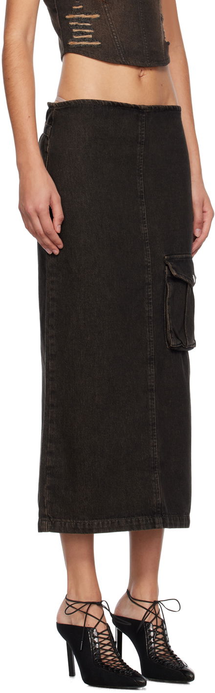 Nederdel Miaou Miaou Freya Denim Maxi Cargo Pocket Skirt Sort | 4047SD4BLK, 1