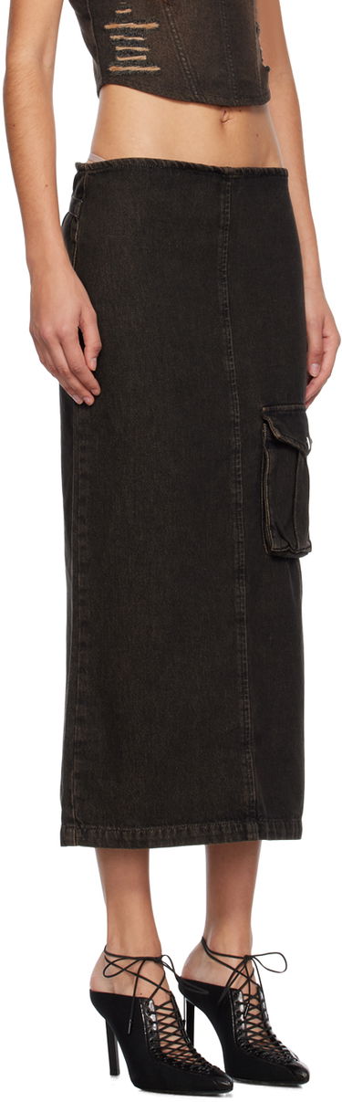 Nederdel Miaou Miaou Freya Denim Maxi Cargo Pocket Skirt Sort | 4047SD4BLK, 1