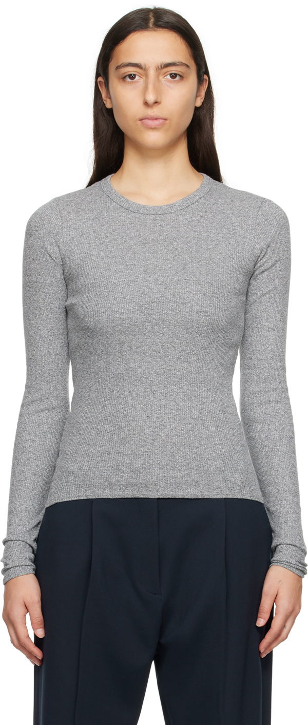 Sweater rag & bone Essential Long Sleeve T-Shirt Grå | WCC22FT014ER14