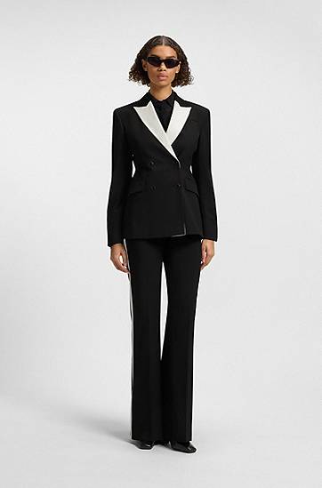Bukser BOSS Stretch Regular-Fit Trousers with Side Stripes Sort | 50544753, 1