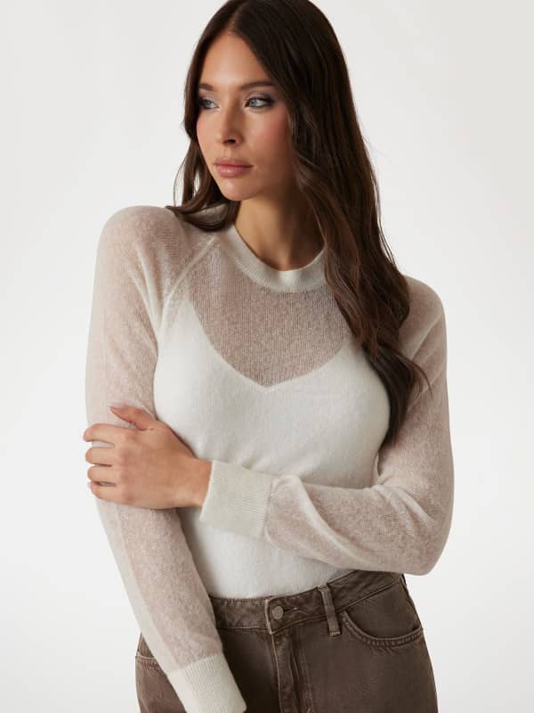 Sweater GUESS Guess Alpaca Wool-Blend Knit Sweater Hvid | W5RR06Z3HQ0, 0