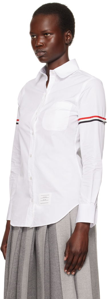 Skjorte Thom Browne Oxford Classic Round Collar Shirt With Long Sleeves Hvid | FLL019E-03113, 3