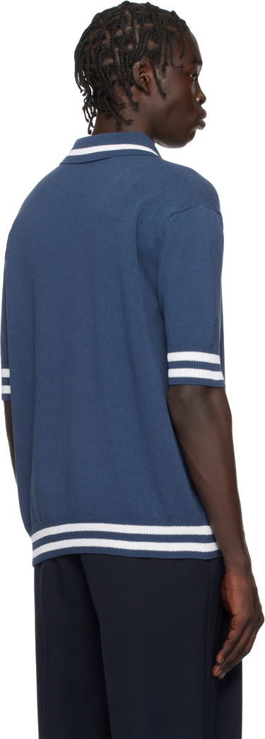 Polo skjorte Balmain Cotton-Blend Knit Polo Shirt Blå | EH1GB046KF96, 2