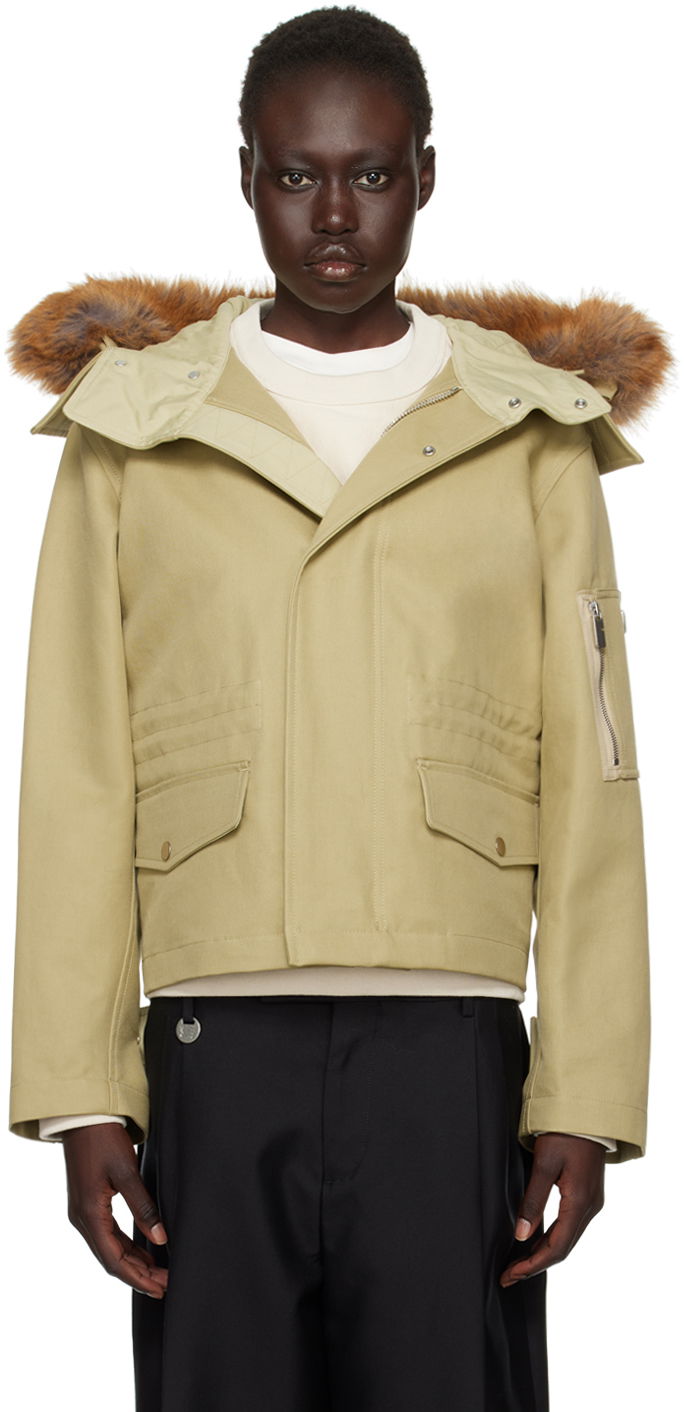 Parka Burberry Burberry Short Faux-Fur Trim Jacket Beige | 8095254