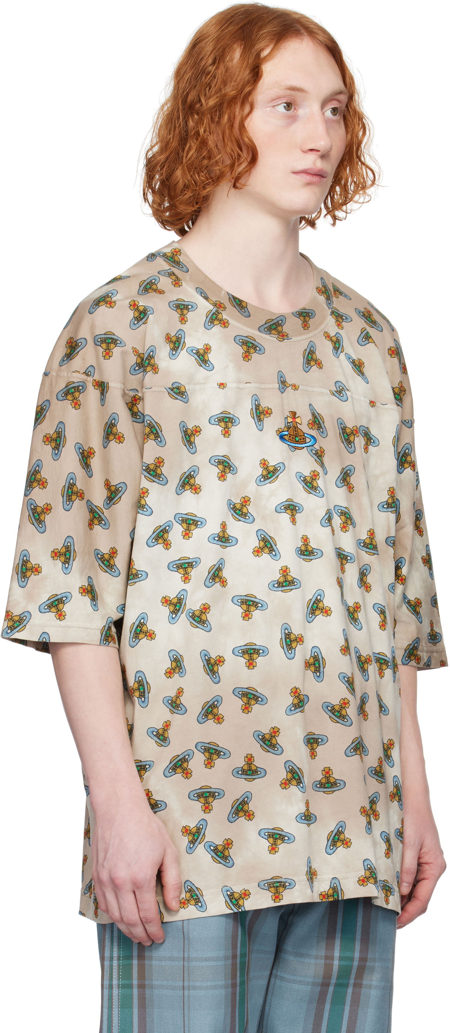 T-shirt Vivienne Westwood Vivienne Westwood Overdye Orb Print T-Shirt Beige | 3G01002D-J008V-, 1