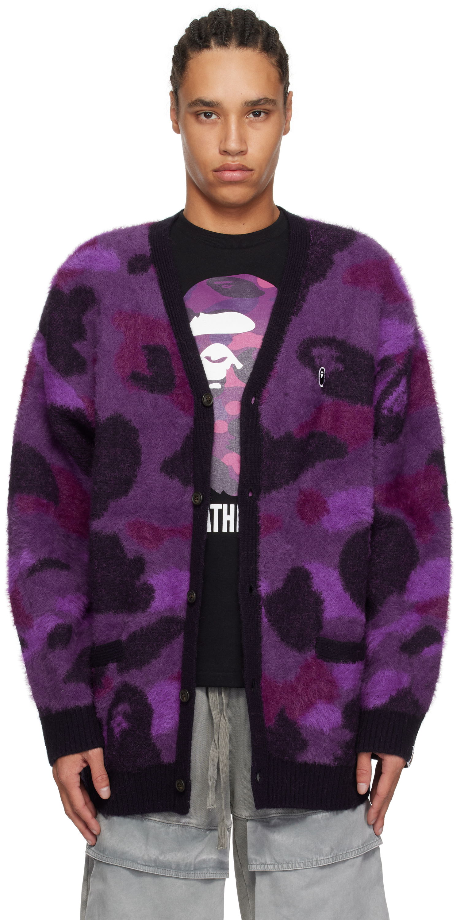 Sweater BAPE A Bathing Ape Camo Cardigan Lilla | 001KNK801006M, 0
