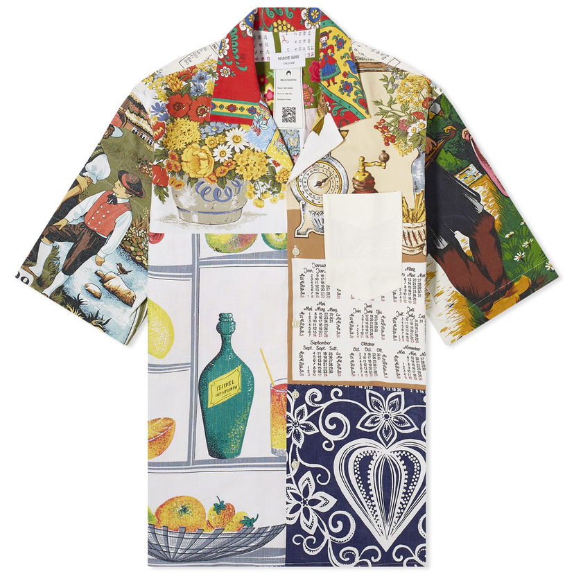 Skjorte Marine Serre Regenerated Household Linen Bowling Shirt Hvid | USI014-MU00