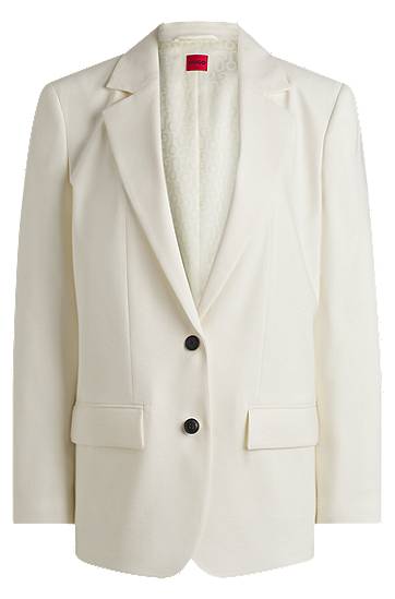 Jakke BOSS Oversized Linen Blend Blazer Hvid | 50537590