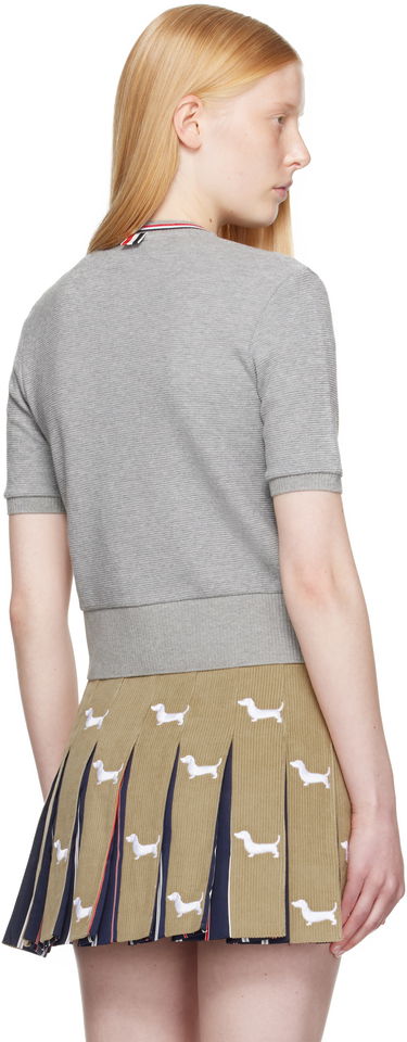 Sweater Thom Browne Thom Browne Cotton Waffle Short Sleeve Cardigan Grå | FJT390A-J0216, 2