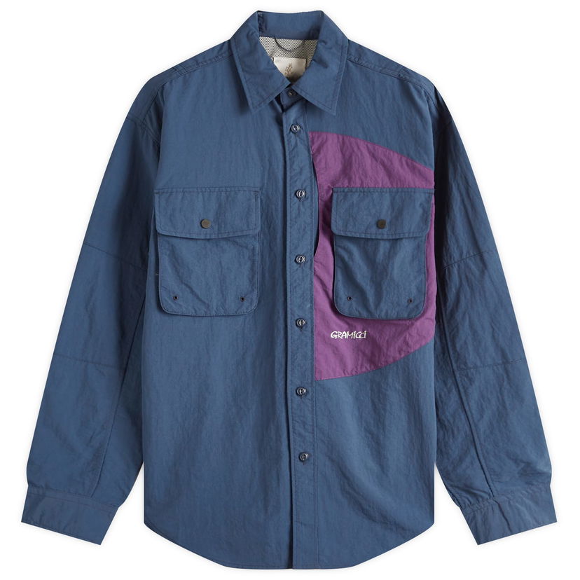 Skjorte GRAMICCI Gramicci Brentwood Nylon Shirt, Size Large Blå | G5SM-J038-DNV