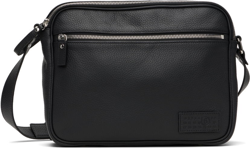 Skuldertaske Maison Margiela MM6 Maison Margiela Leather Messenger Bag Sort | SB6ZH0025 P8326