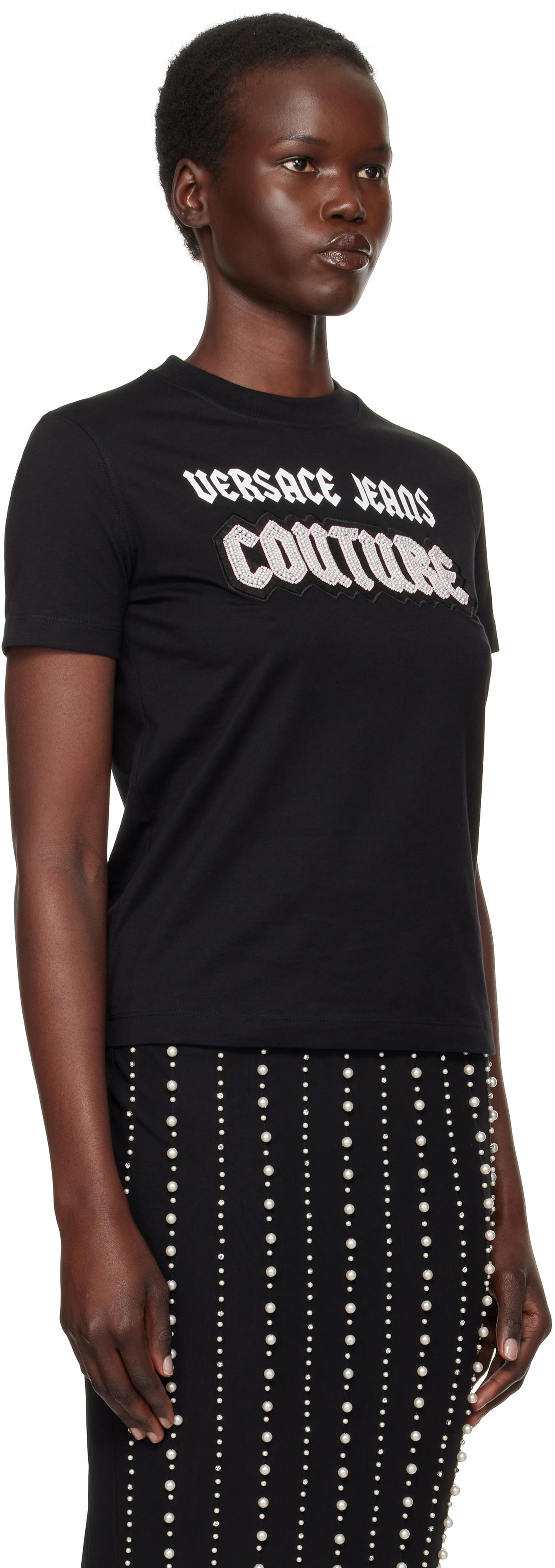 T-shirt Versace Gothic Logo T-Shirt Sort | E77HAHC02_ECJ01C, 1