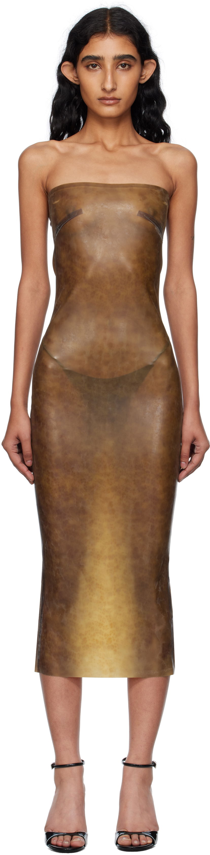 Kjole Miaou Miaou Lila Latex Midi Dress Brun | 5025LTXLEO