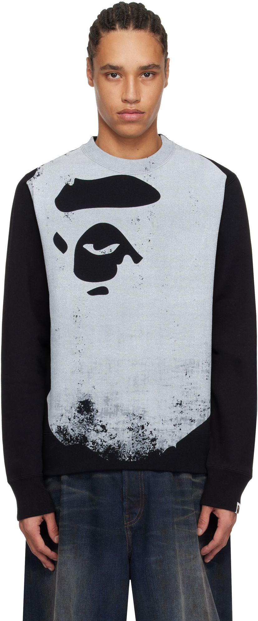 Sweater BAPE A Bathing Ape Ape Head Over Print Sweatshirt Grå | 001SWK801006M