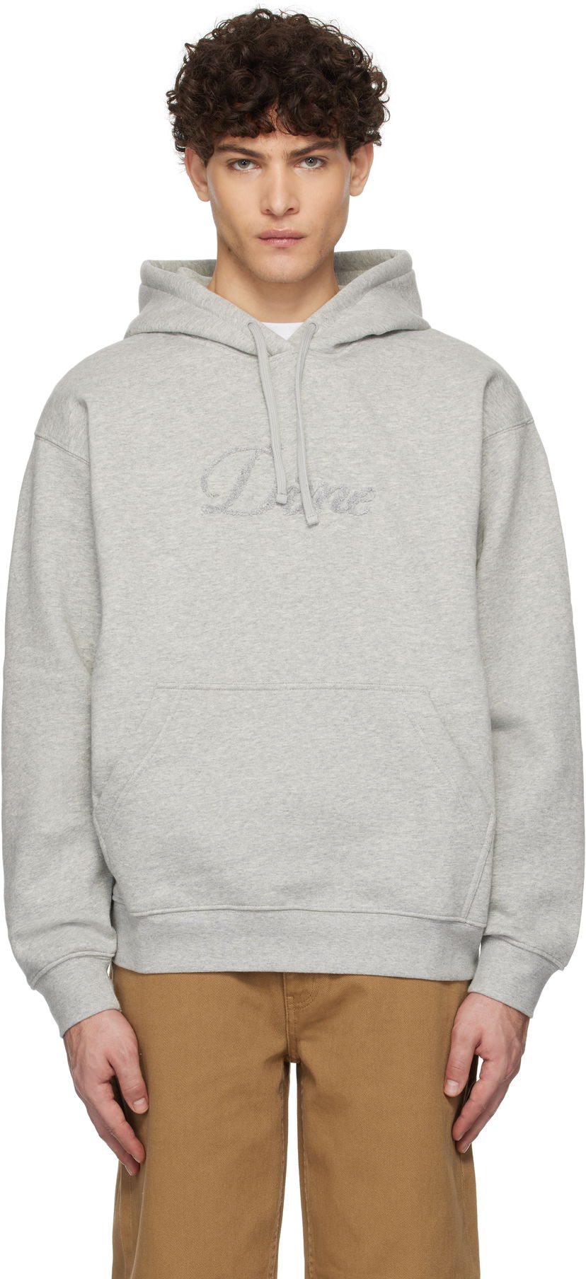 Sweatshirt Dime Cursive Logo Fleece Hoodie Grå | DIMEHO2449GRY