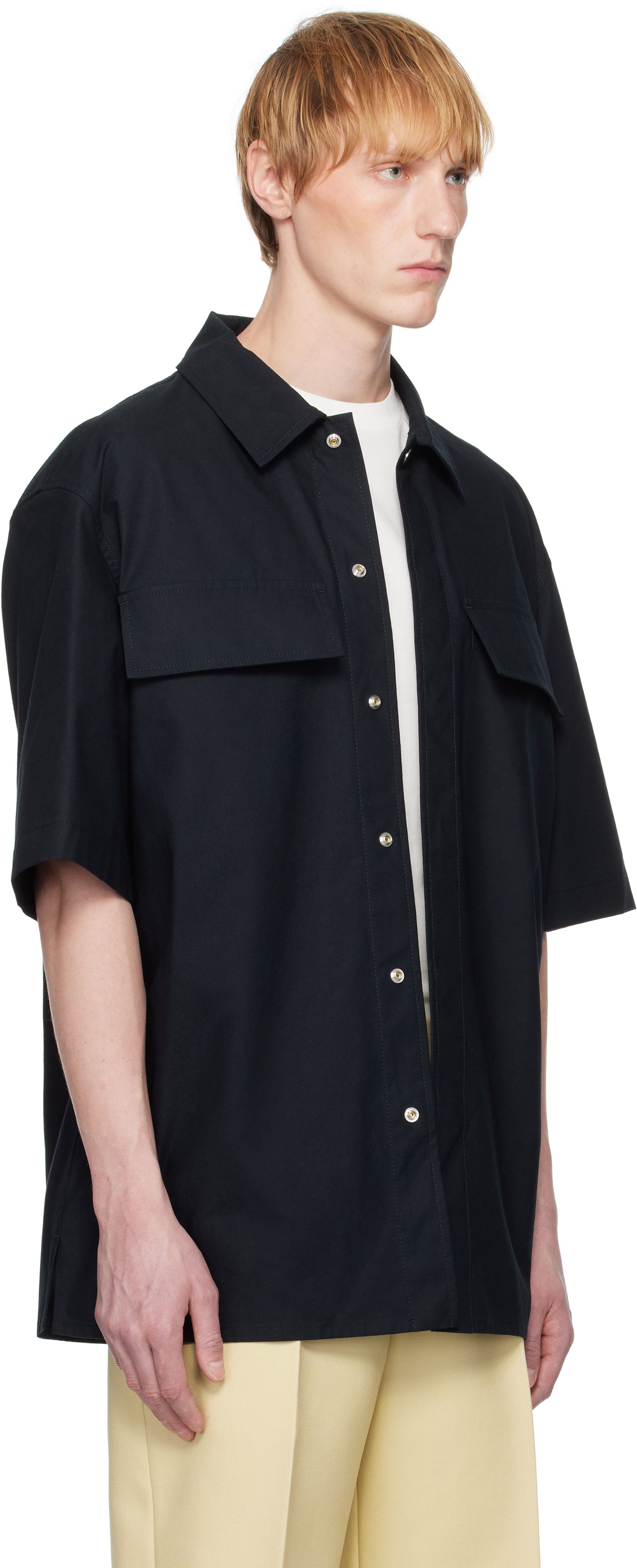 Skjorte Jil Sander Jil Sander Cotton Short Sleeve Shirt Sort | J47DL0163_J45296, 1