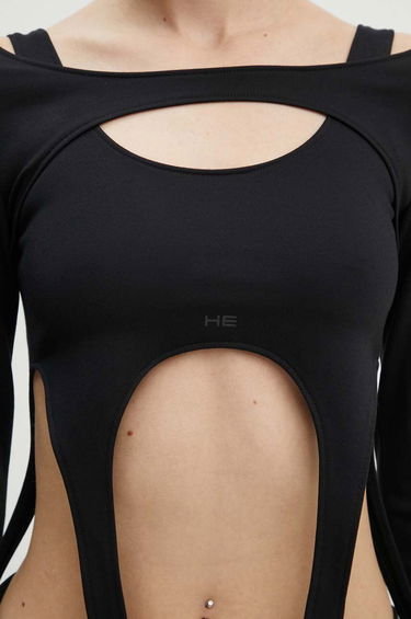 Crop top HELIOT EMIL Long Sleeve Cut-Out Top Sort | HE.W.13.051.BLK01, 5
