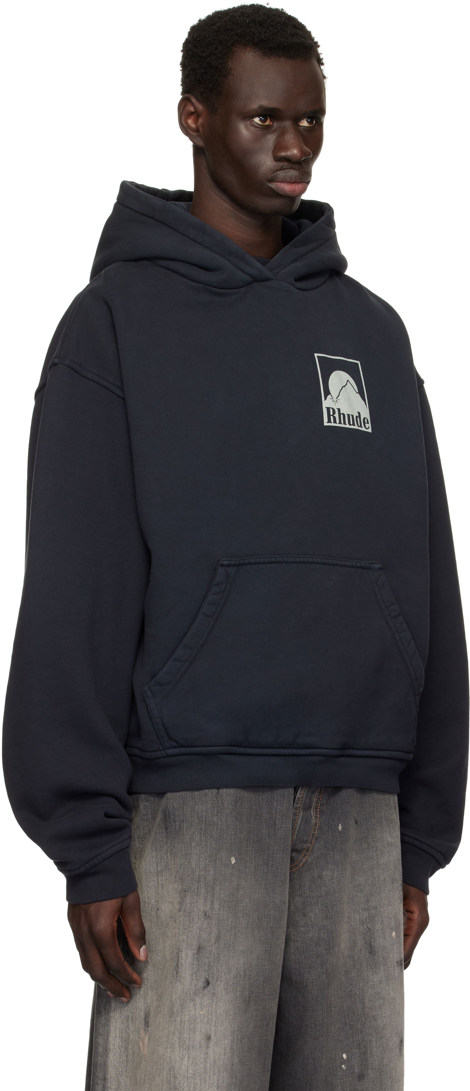 Sweatshirt Rhude Rhude Moonlight Badge Hoodie Mørkeblå | RHPS25HO05012, 1