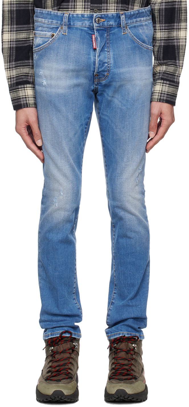 Jeans DSQUARED2 Cool Guy Slim Fit Distressed Jeans Blå | S71LB1229_S30789