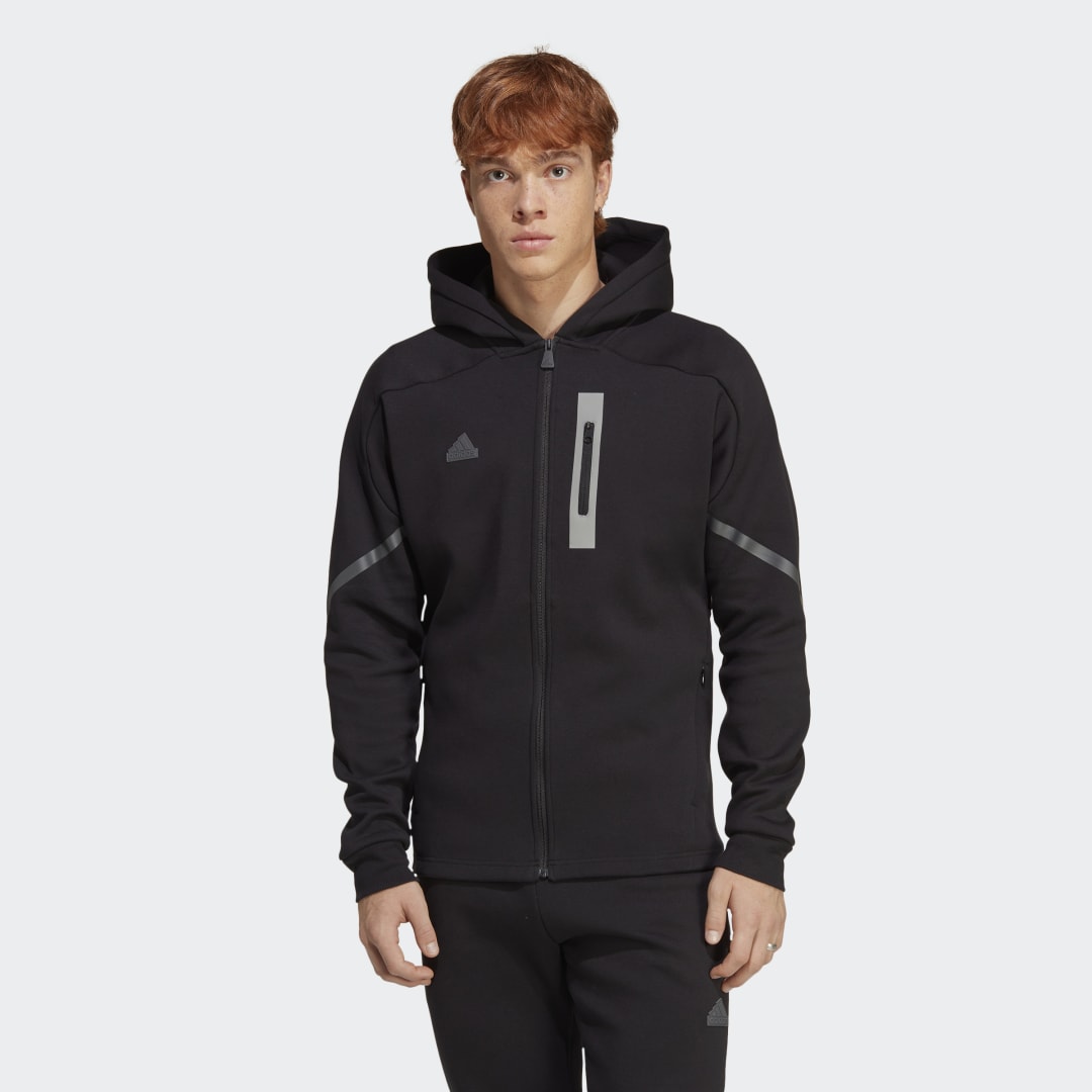 Sweatshirt adidas Originals Designed for Gameday Full-Zip Hoodie Sort | IC8044, 0
