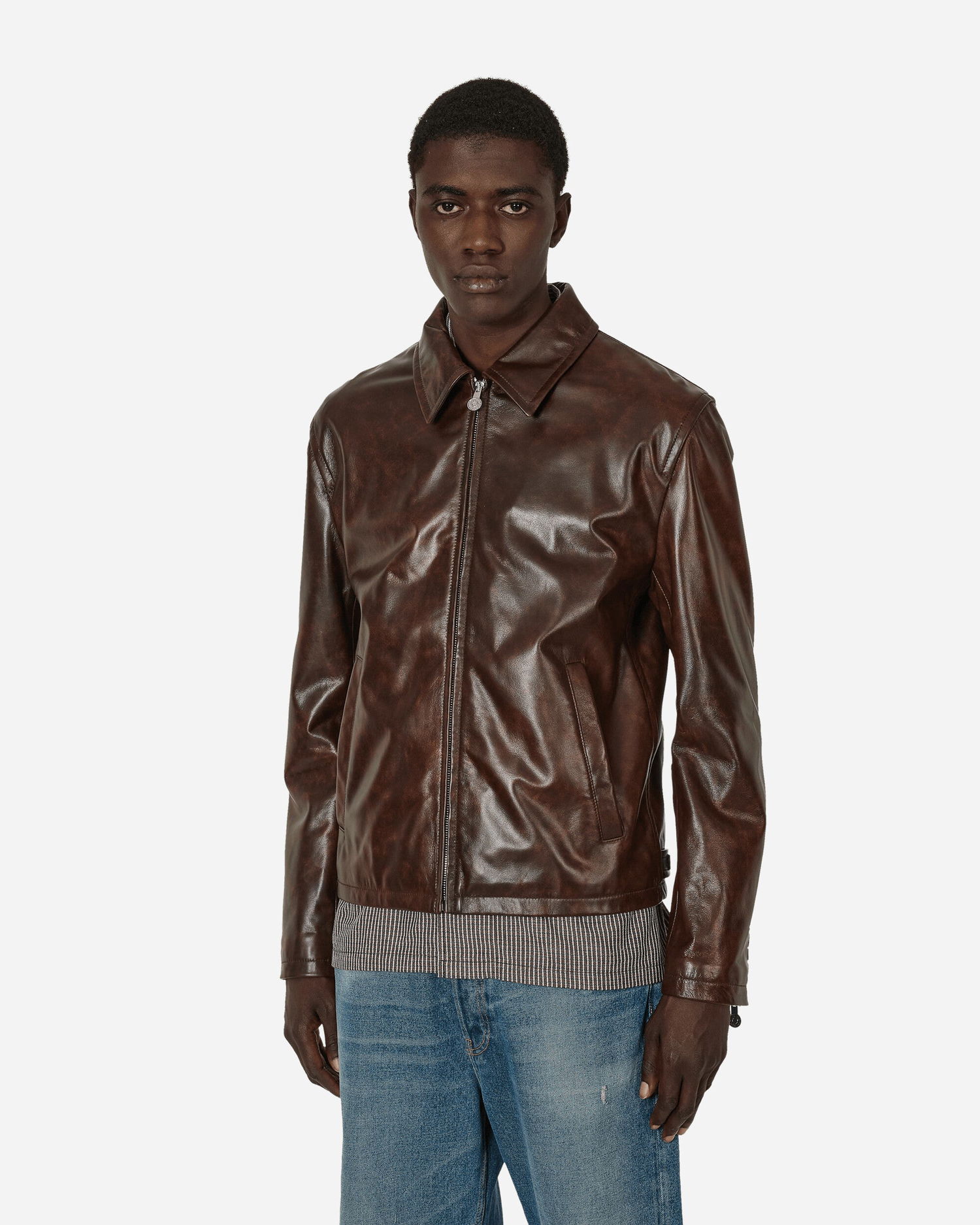 Jakke Acne Studios Leather Jacket Brown Brun | B70138- 700, 1