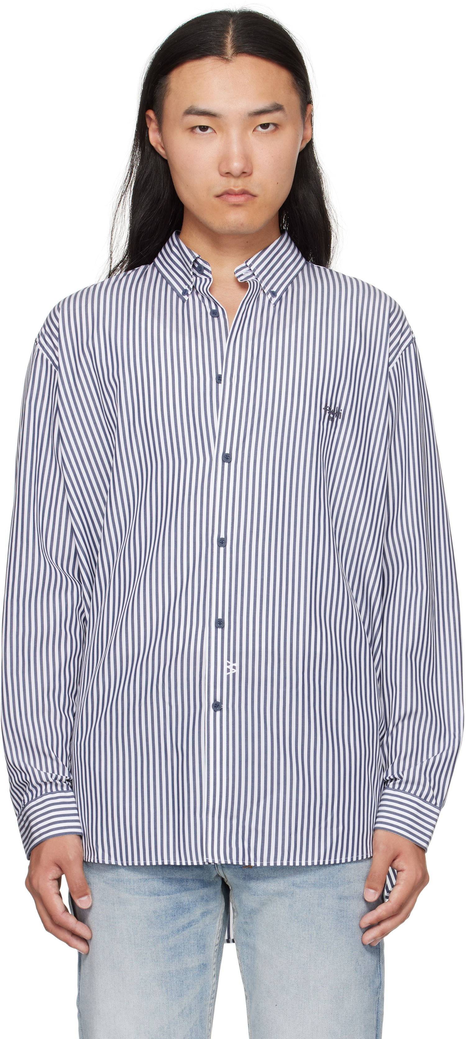 Skjorte Ksubi Ksubi KSignature Long Sleeve Shirt Blå | MFA25SH020, 0