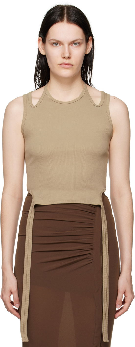 Tanktop Dion Lee Dion Lee Halter Tie Tank Top Beige | A3438F21