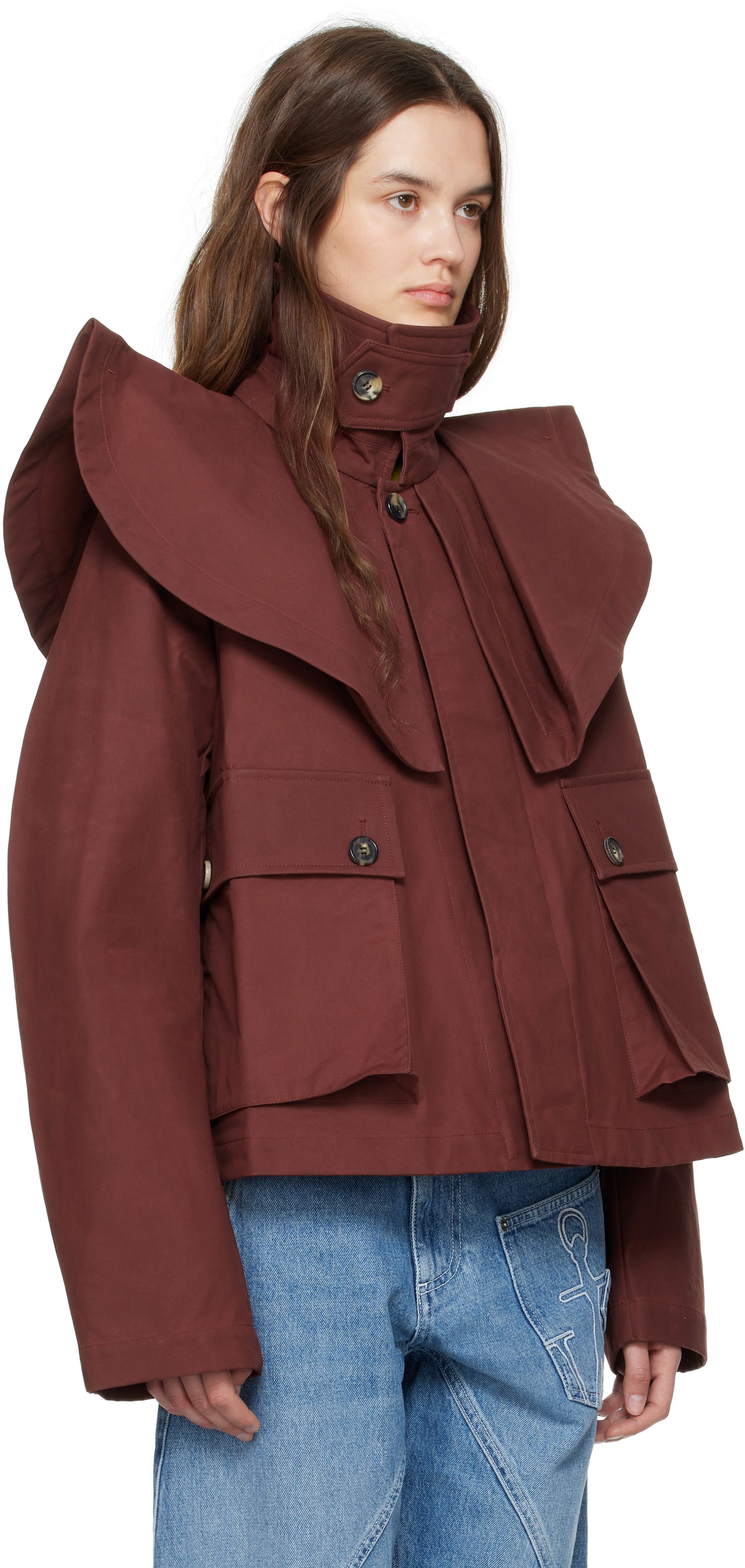 Jakke JW Anderson JW Anderson Oversized Collar Trench Jacket Brun | JK0366-PG1683, 1