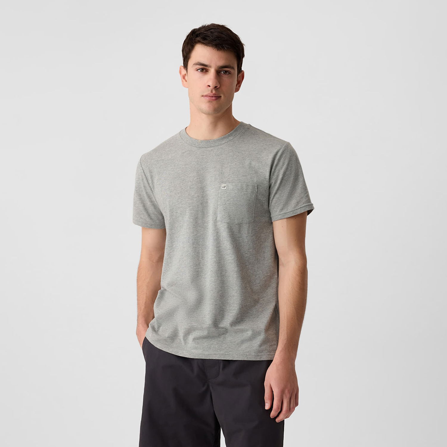T-shirt GAP T-shirt Logo Pocket Tee Grey Heather S Grå | 857901-08, 0