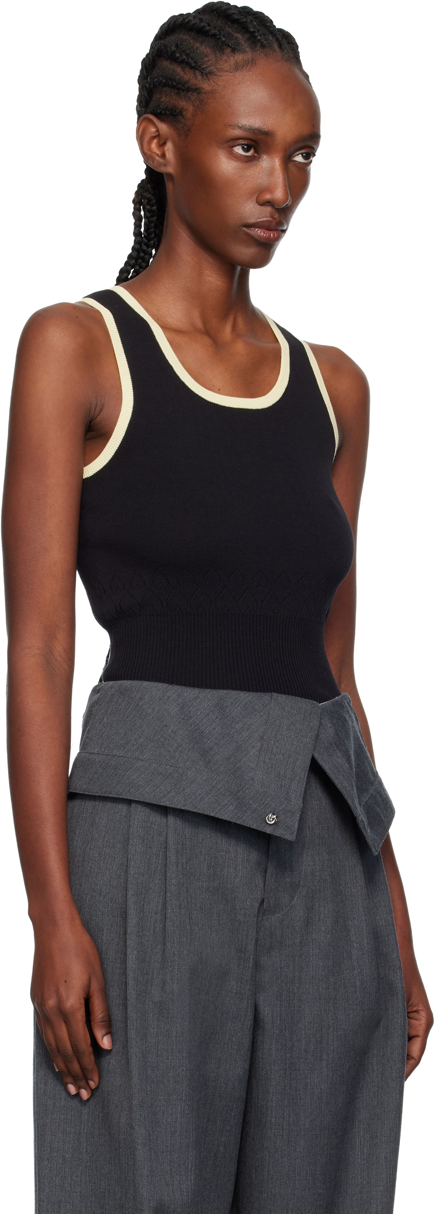 Tanktop JW Anderson JW Anderson Contrast Trim Ribbed Knit Tank Top Sort | KW1442-YN0432, 1