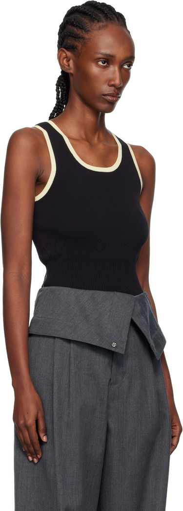 Tanktop JW Anderson JW Anderson Contrast Trim Ribbed Knit Tank Top Sort | KW1442-YN0432, 1
