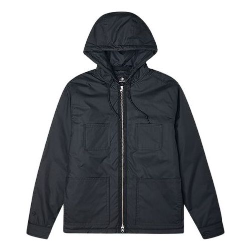 Jakke Converse Cargo Hooded Jacket Sort | 10021637-A01