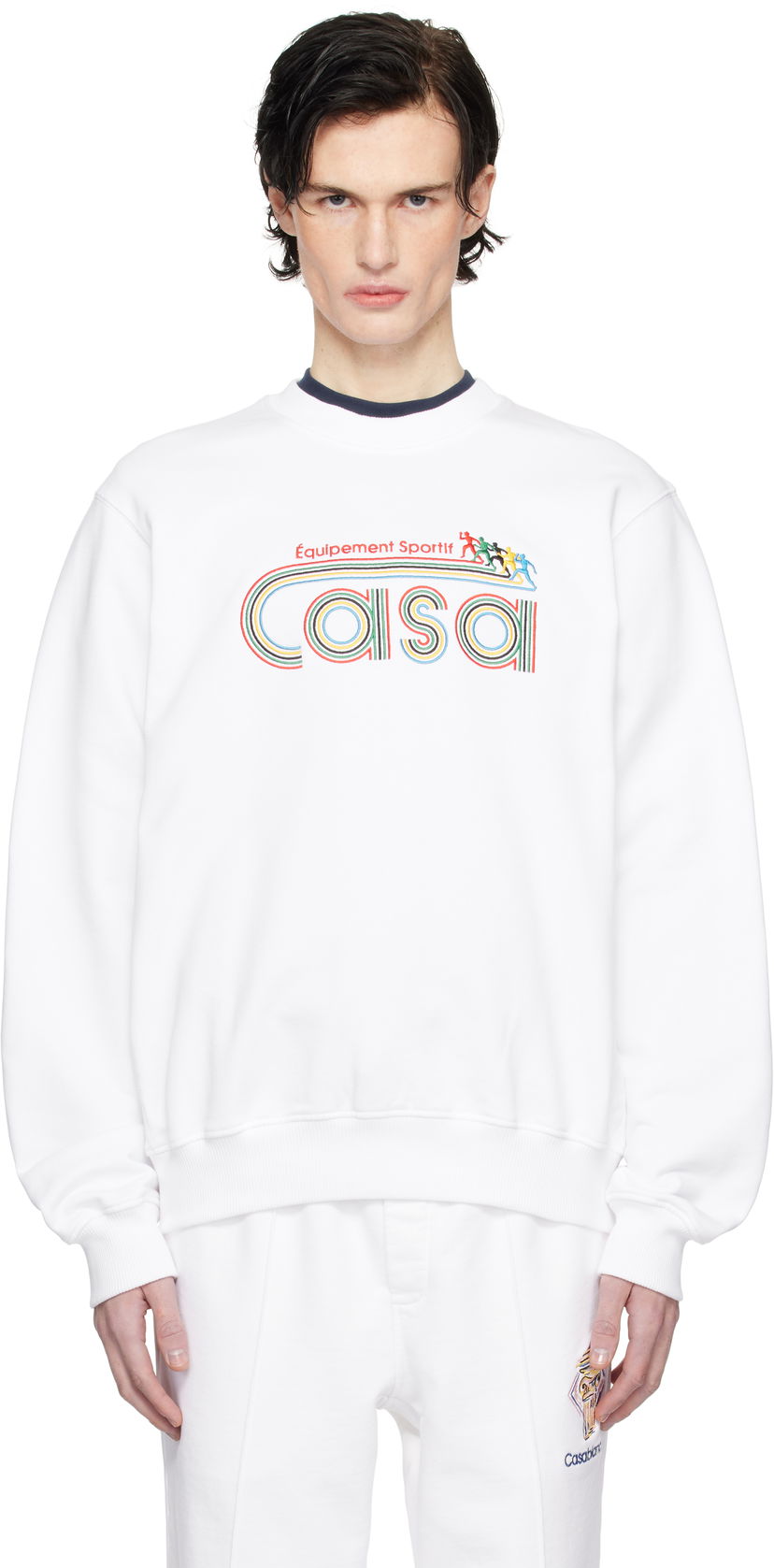 Sweatshirt Casablanca White 'Equipement Sportif' Embroidered Sweatshirt Hvid | MPS25-JTP-293-02