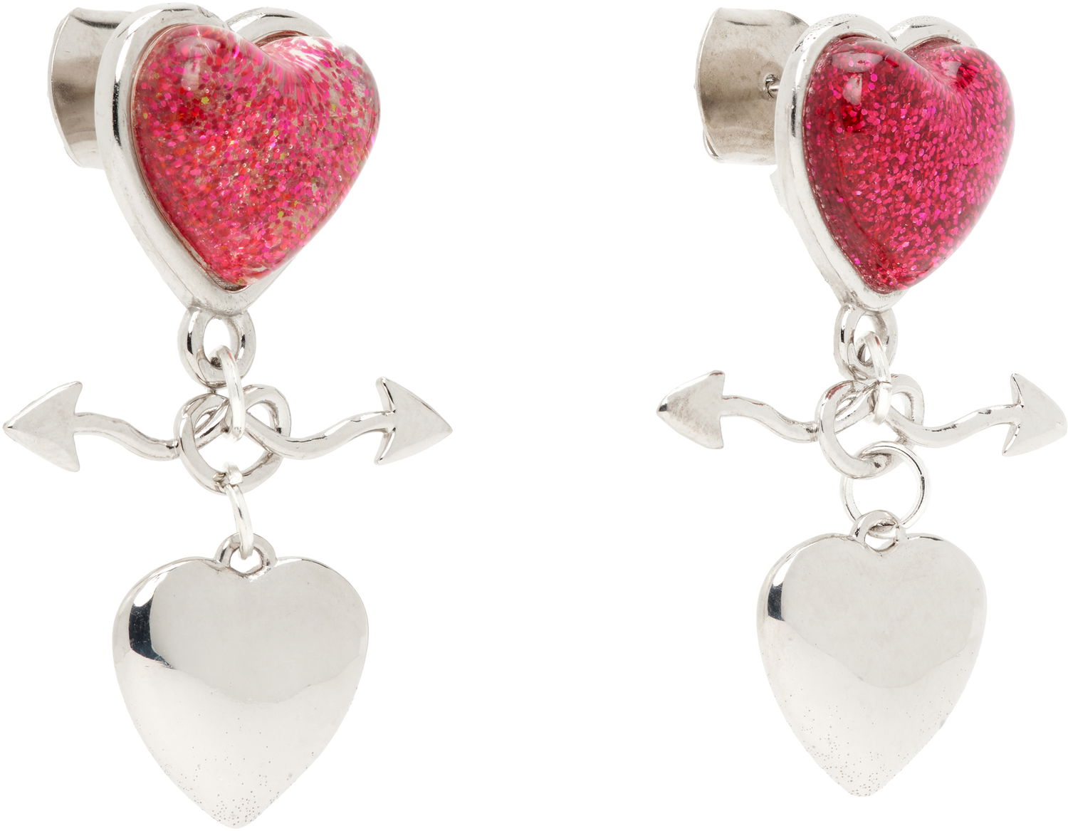 Øreringe Chopova Lowena Entwined Heart Drop Earrings Lyserød | 6634, 1