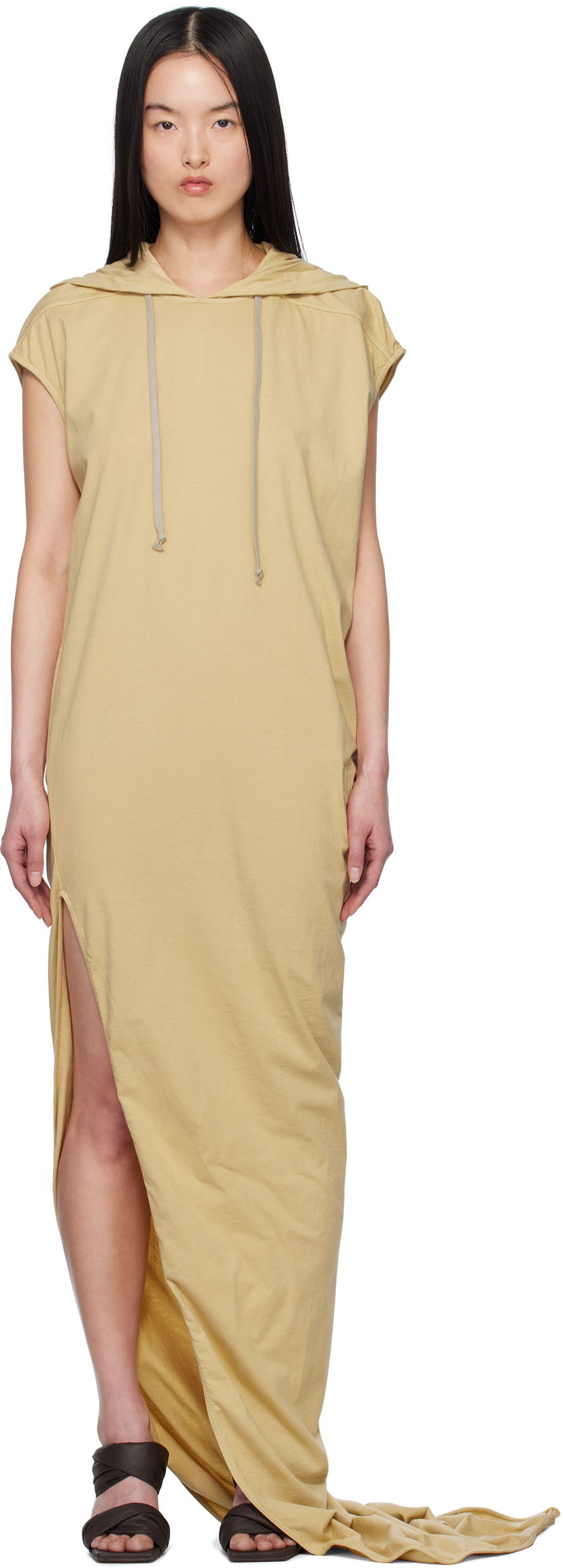 Kjole Rick Owens Rick Owens DRKSHDW Hollywood Edfu T-Shirt Maxi Dress Beige | DS01E3517 RN