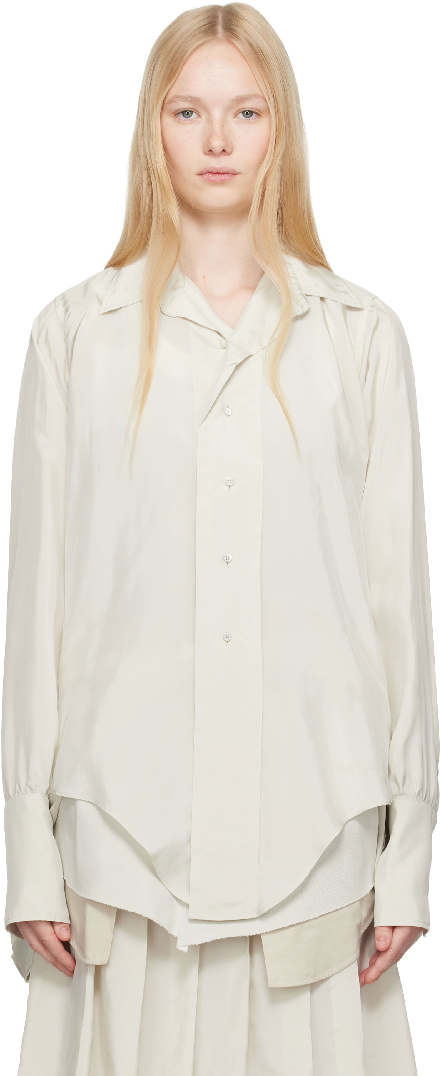 Skjorte Maison Margiela Maison Margiela Dropped Hem Shirt Hvid | S51DT0020 S76632, 0