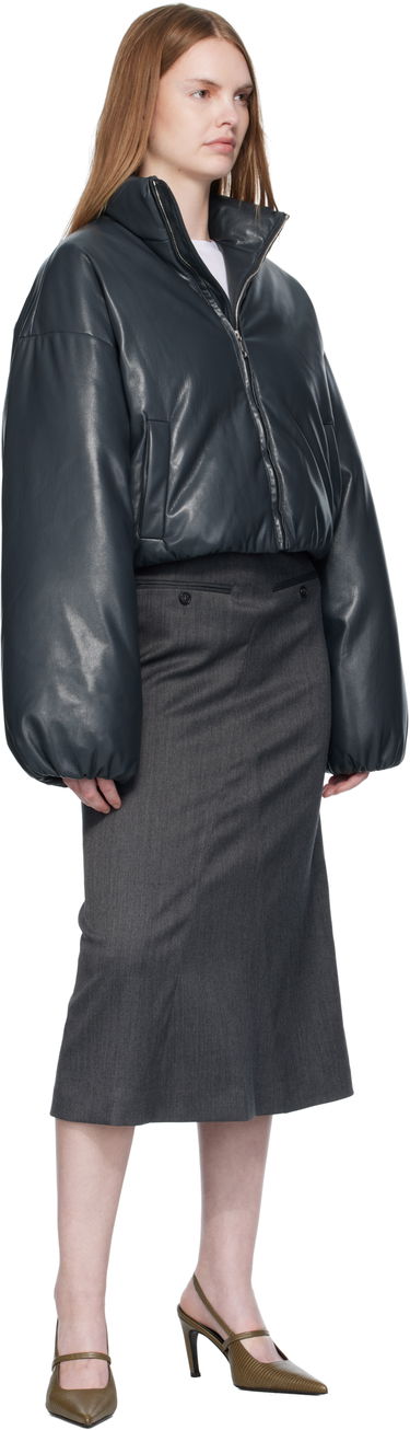 Puffer jakke Nanushka Nanushka Lilima Cropped Vegan Leather Puffer Jacket Sort | NW25PFJK01655, 3