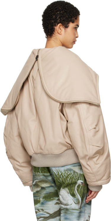 Bomberjakke The Attico The Attico Padded Leather Bomber Jacket Beige | 250WCB00062 LBT128AA, 2