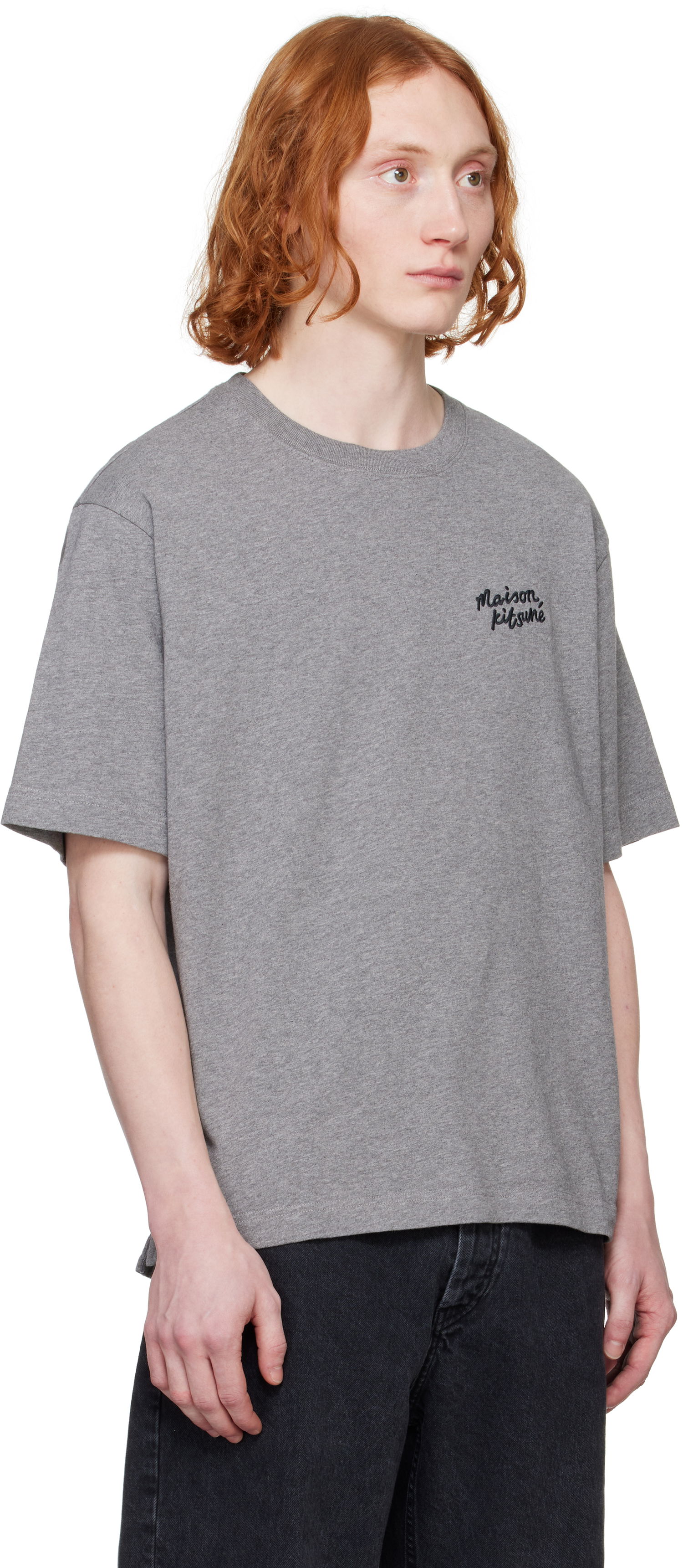 T-shirt MAISON KITSUNÉ Maison Kitsuné Handwriting Oversize T-Shirt Grå | OM00123KJ0119, 1