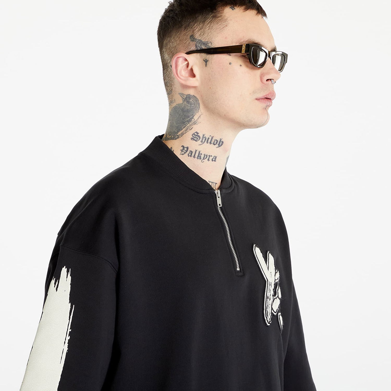 Sweatshirt Y-3 Graphic Logo French Terry Crew Sweater Sort | H44807, 1