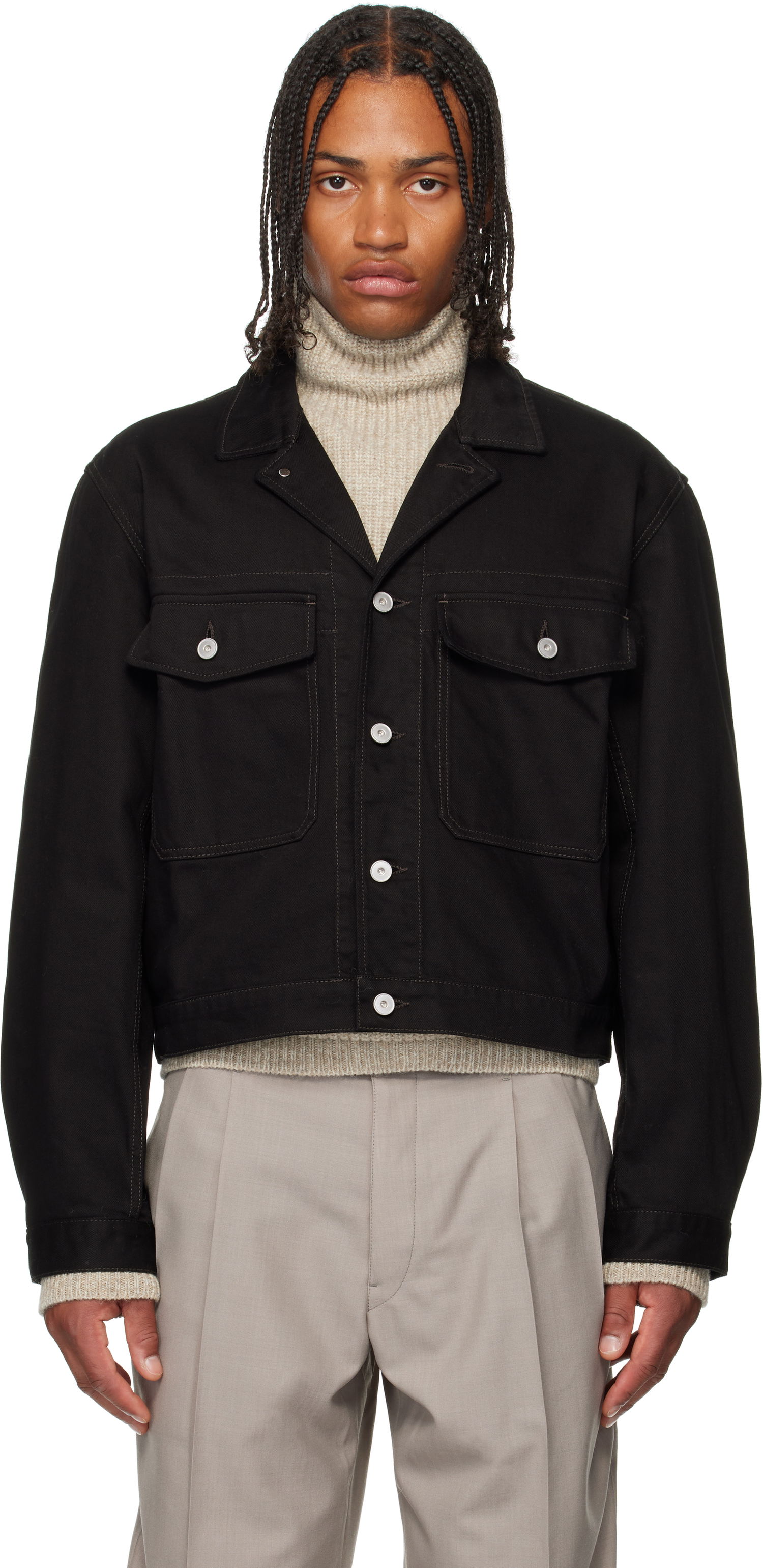 Jakke LEMAIRE LEMAIRE Denim Trucker Jacket Sort | OW1188 LD1055, 0