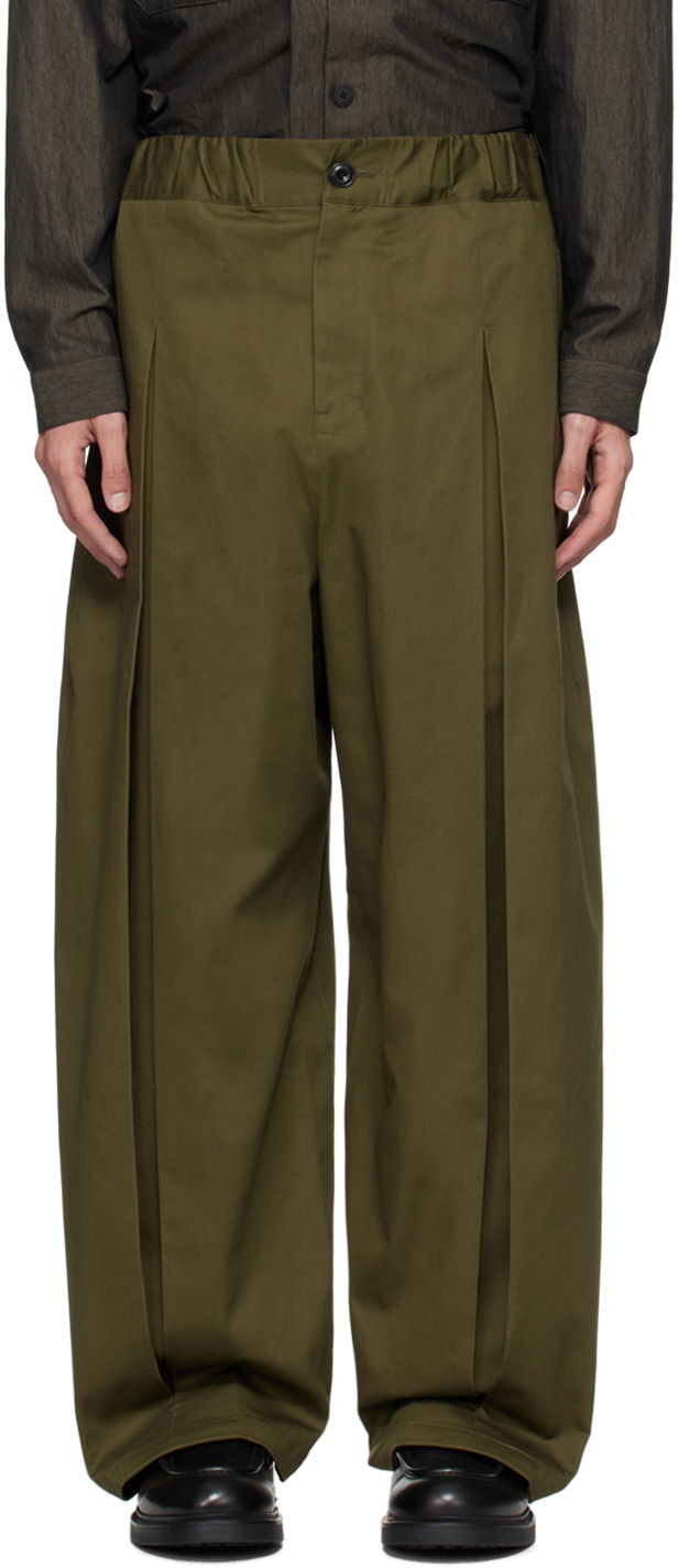 Bukser sage NATION Sage Nation Box Pleat Trousers Grøn | S011 BOX PLEAT TROUSER