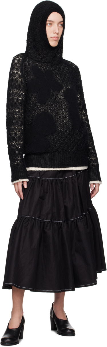 Sweater Comme des Garçons Comme Des Garçons Wool Lace Pattern Intarsia Hoodie Sort | TN-N024-051, 3