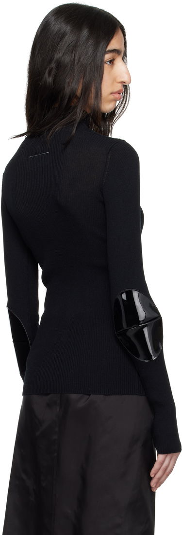 Sweater Maison Margiela MM6 Maison Margiela Elbow Patch Ribbed Turtleneck Top Sort | S62HA0094 M13126, 2