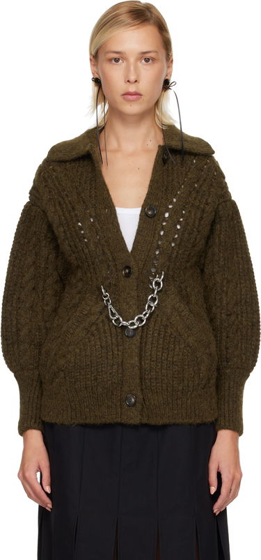 Sweater Simone Rocha Simone Rocha Sculpted Chunky Knit Chain Detail Cardigan Grøn | MZMK1E 0665, 0